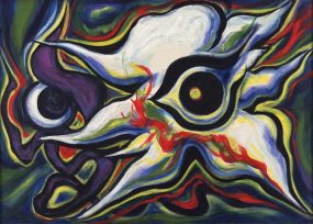 岡本太郎《疾走する眼》1992年 油彩・キャンバス